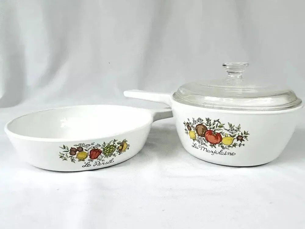 Corning Ware Spice Of Life Set of 2 Pans & 1 Lid USA P-82 P-83